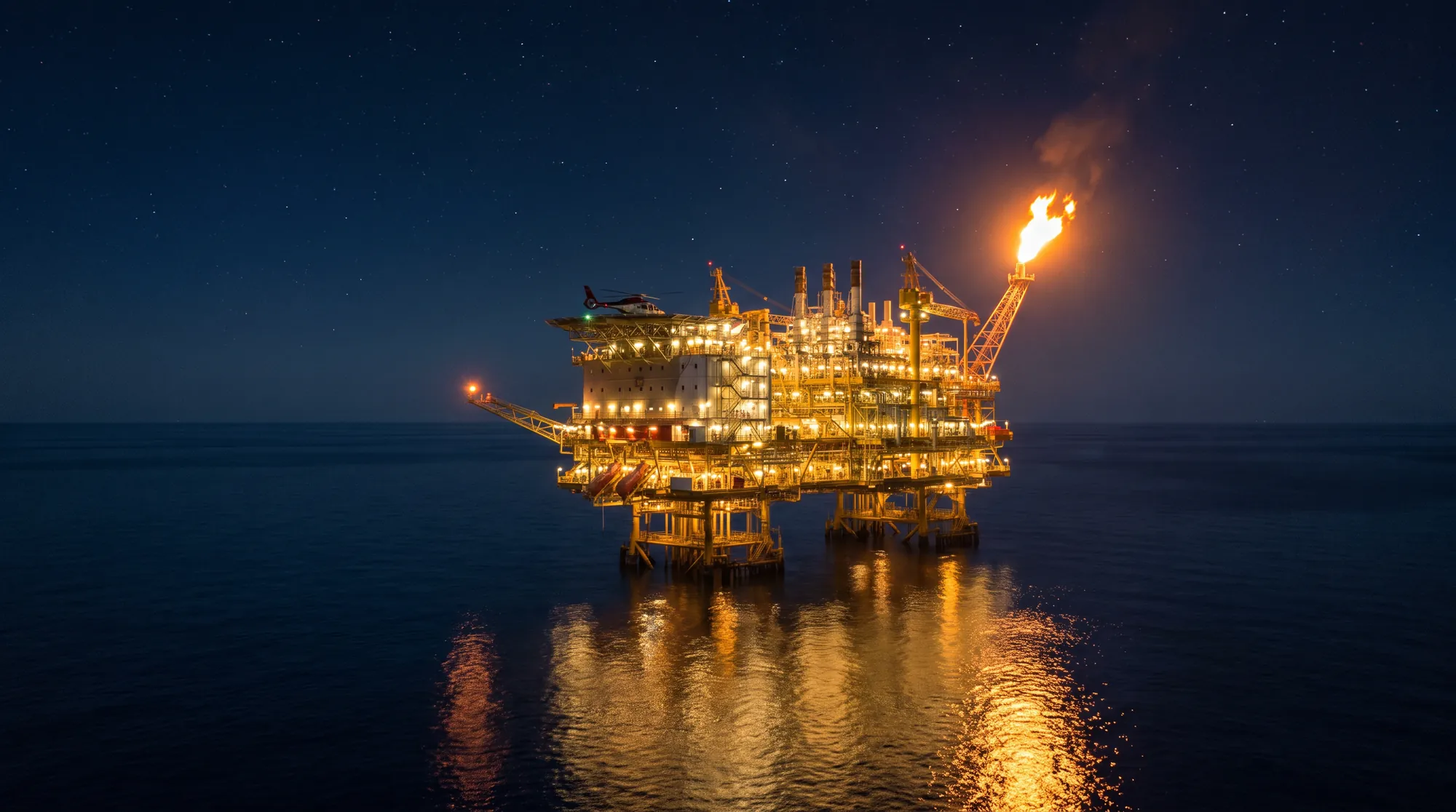 Offshore platform at night